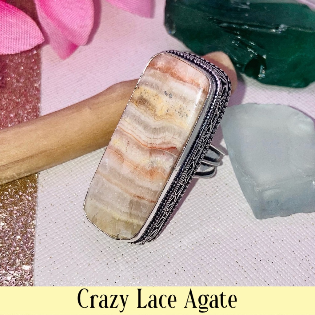 Crazy Lace Agate Gemstone Handmade Ring